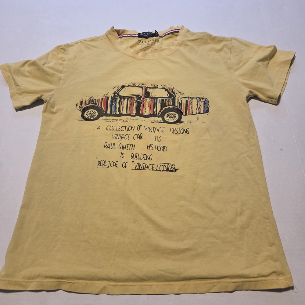 Paul Smith London Vintage Yellow Vintage Car Tee Preowned Condition Size XL